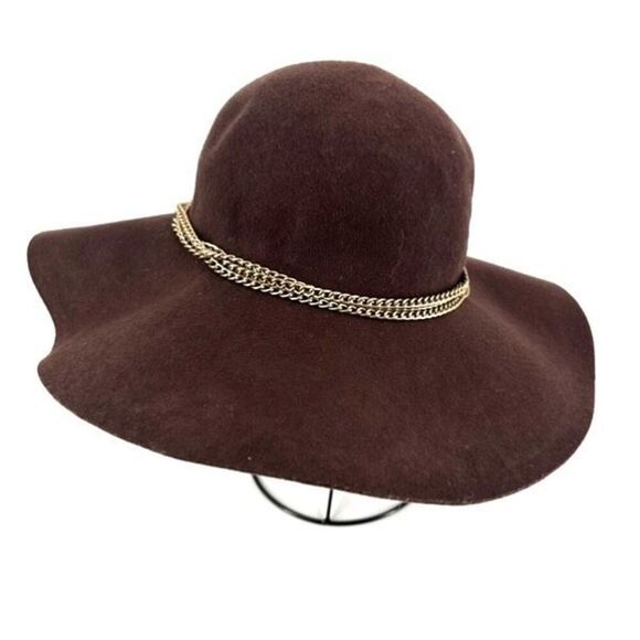 Vintage Y2K Forever 21 Women's Wool Chain Wide Brim Floppy Hat Brown One‎ Size - Picture 3 of 8